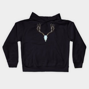 European Deer Antler Skull Kids Hoodie